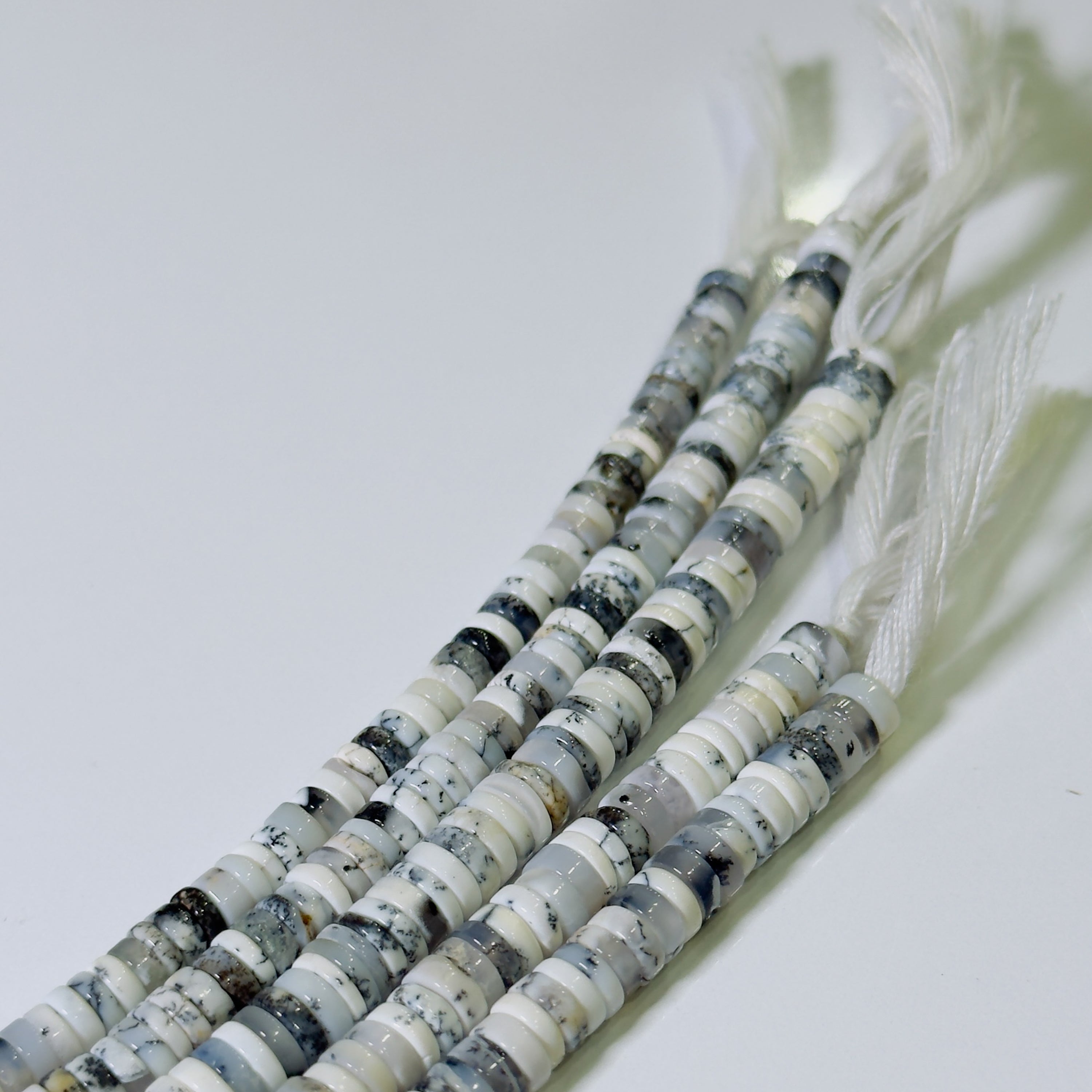 Set of stone beads on a white background