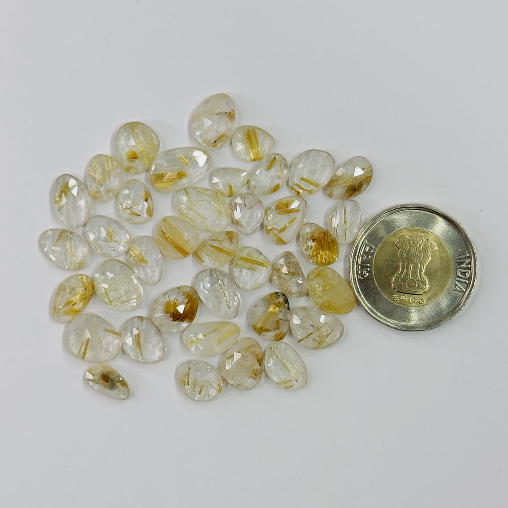 Golden Rutile Quartz Rose Cuts