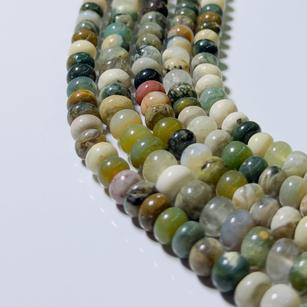 Natural Ocean Jasper Rondelle Beads