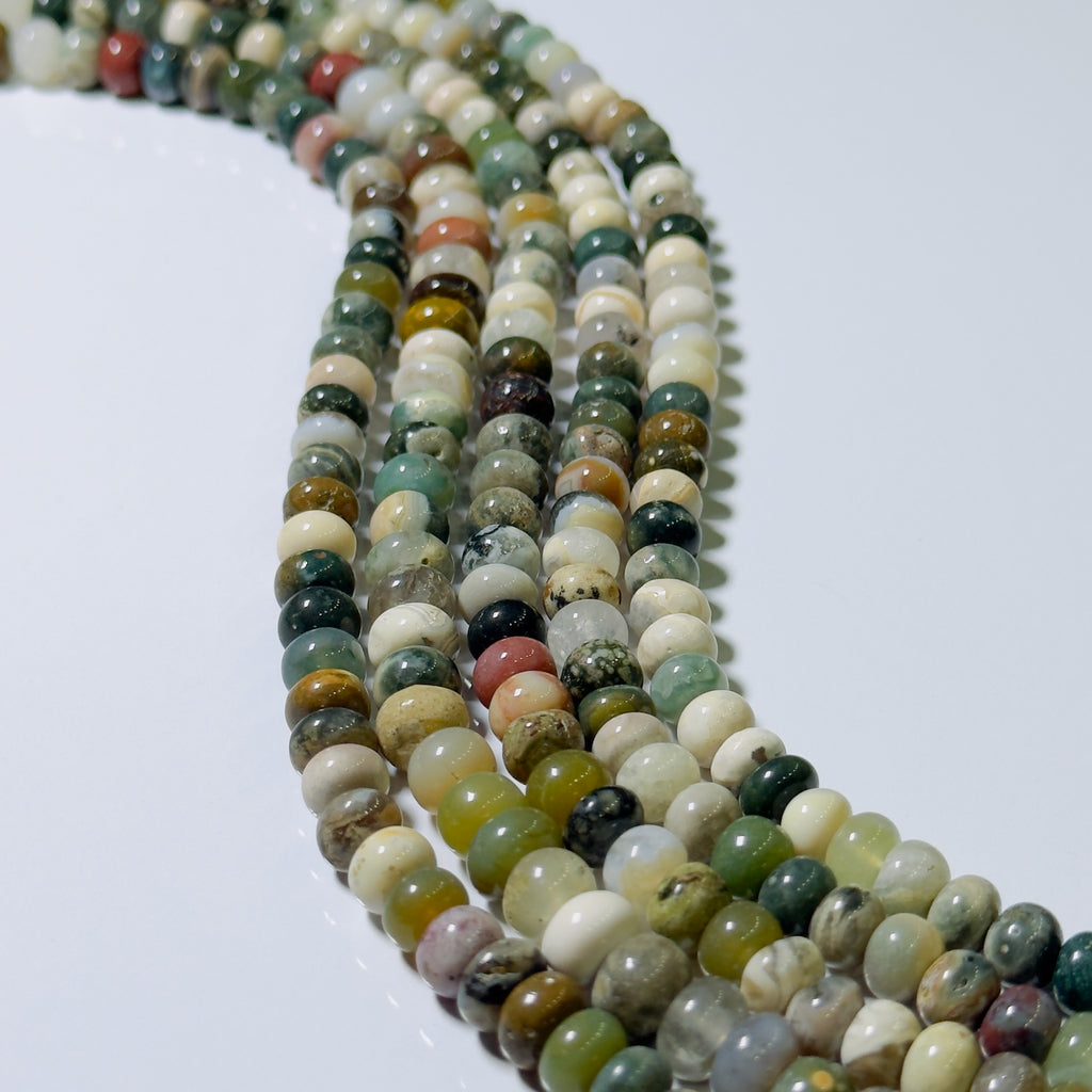 Natural Ocean Jasper Rondelle Beads