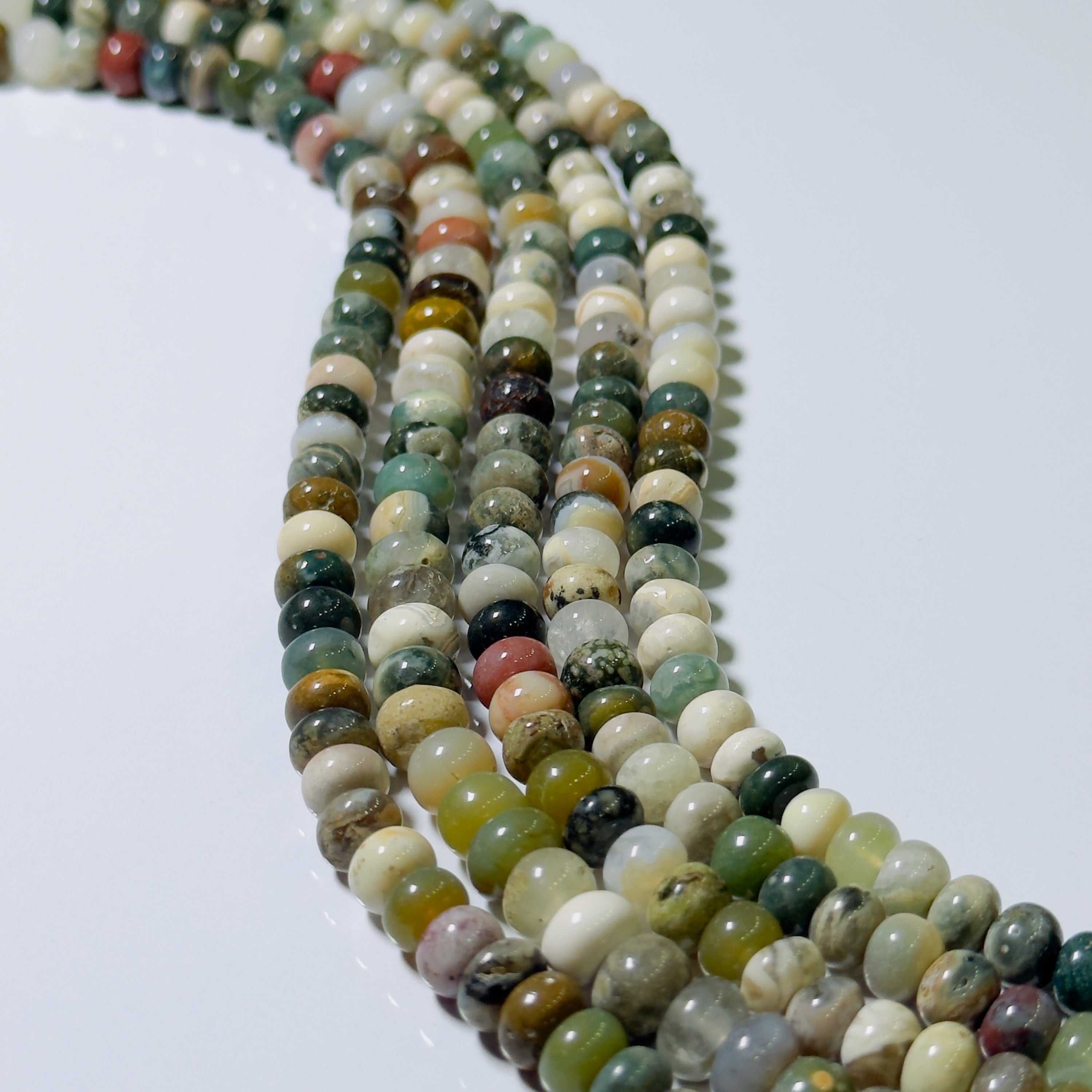 Natural Ocean Jasper Rondelle Beads