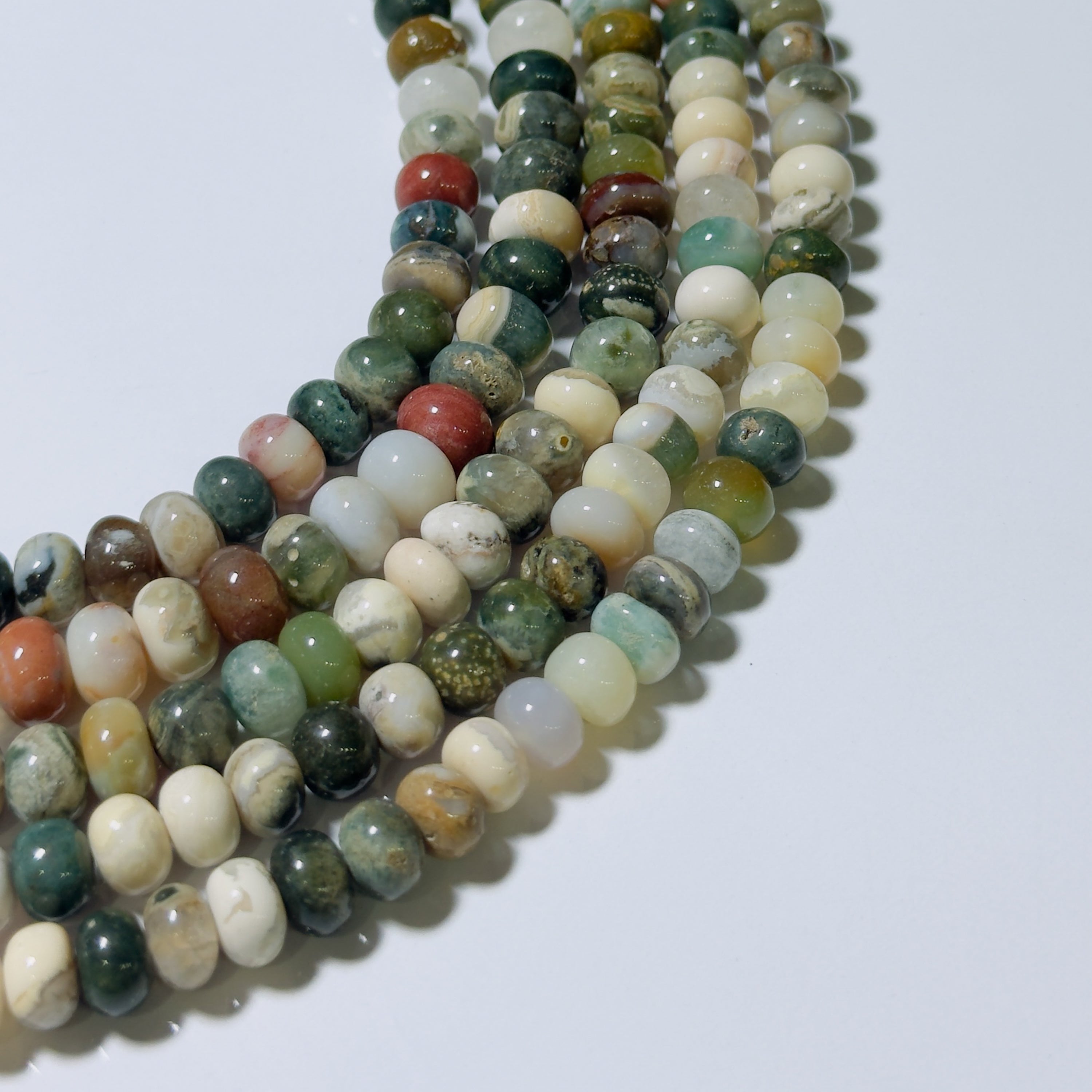 Natural Ocean Jasper Rondelle Beads