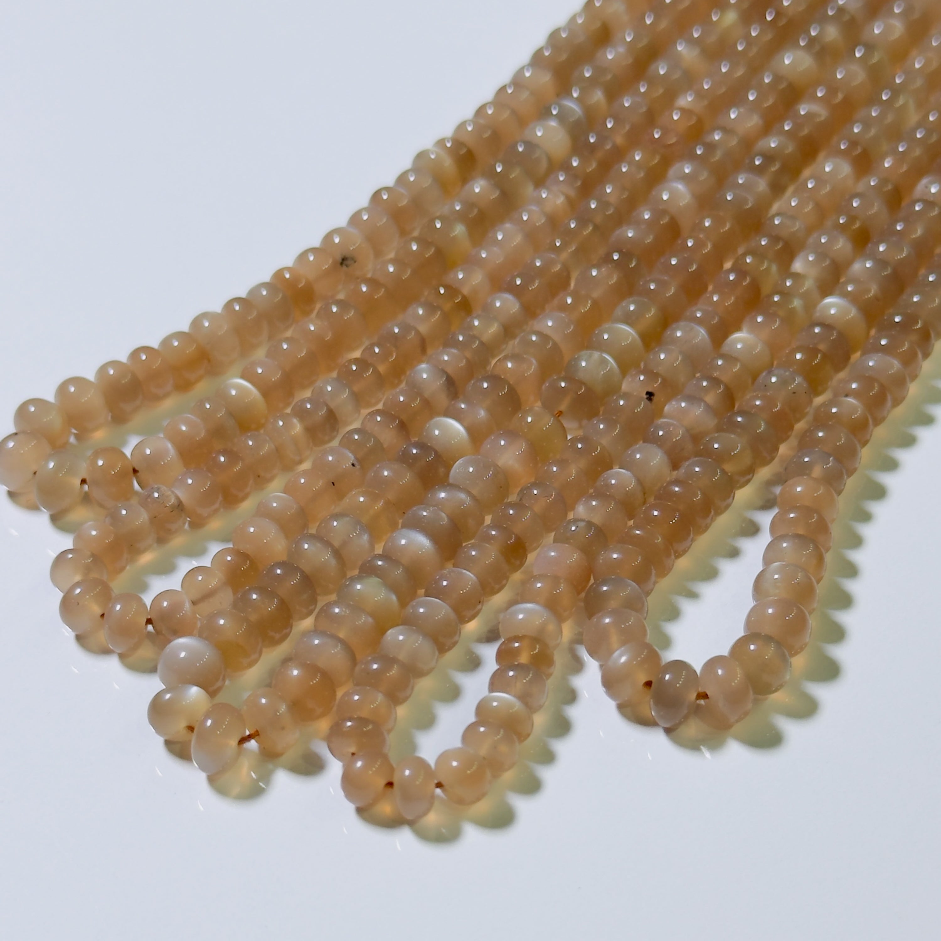 Natural Peach Moonstone Rondelle Beads
