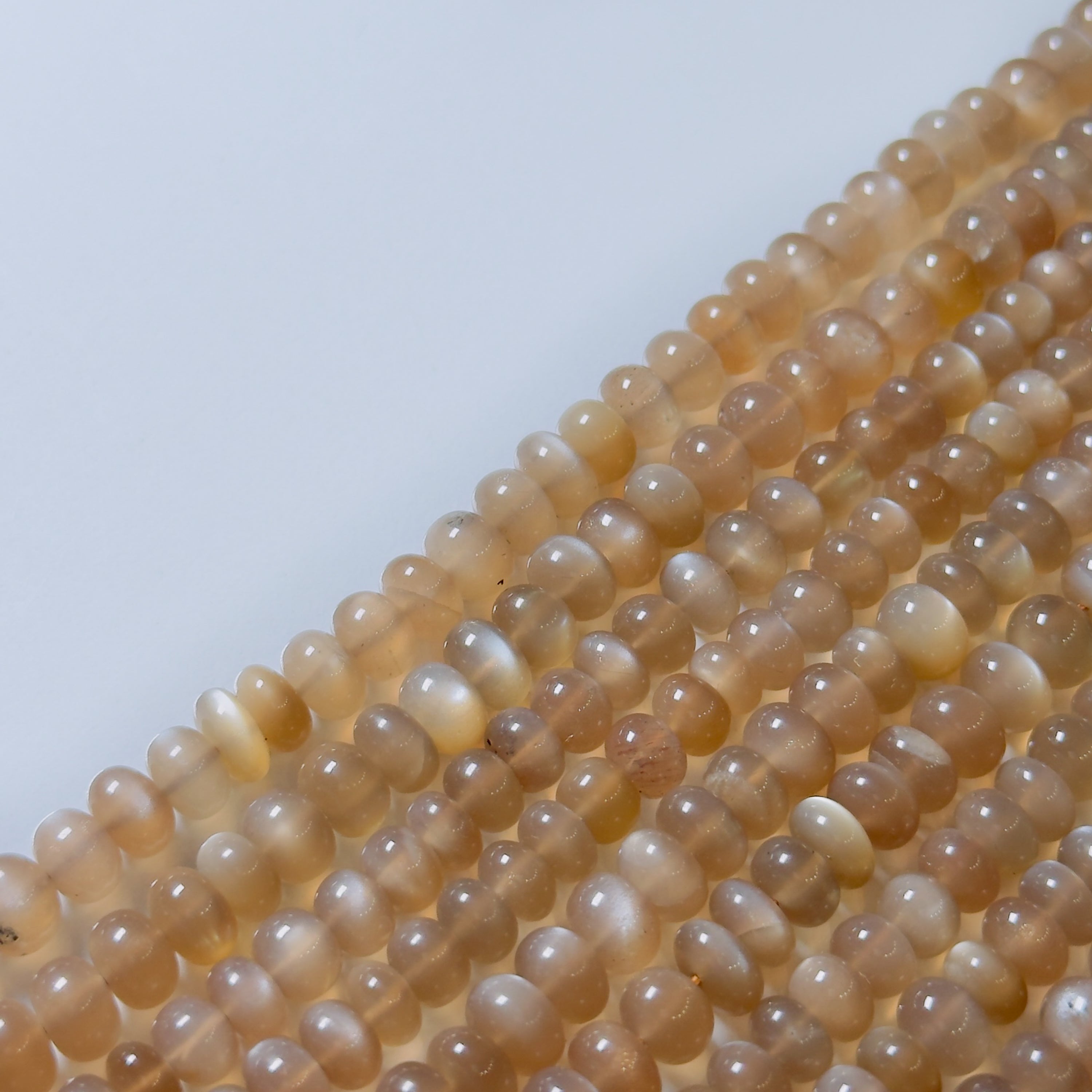 Natural Peach Moonstone Rondelle Beads
