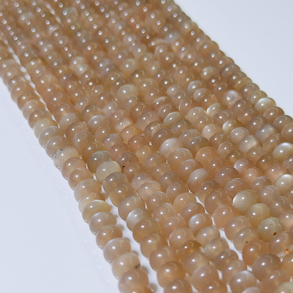 Natural Peach Moonstone Rondelle Beads