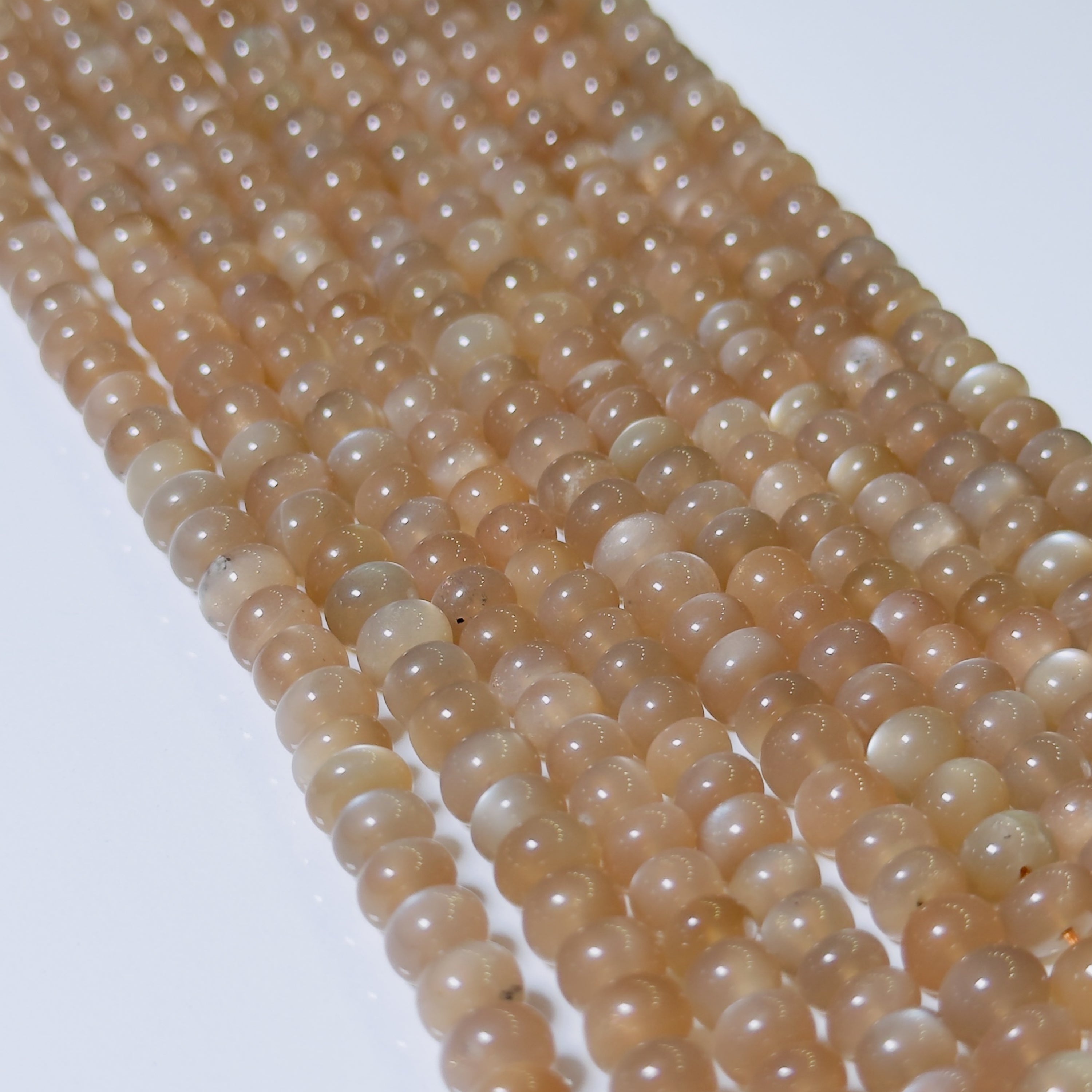Natural Peach Moonstone Rondelle Beads