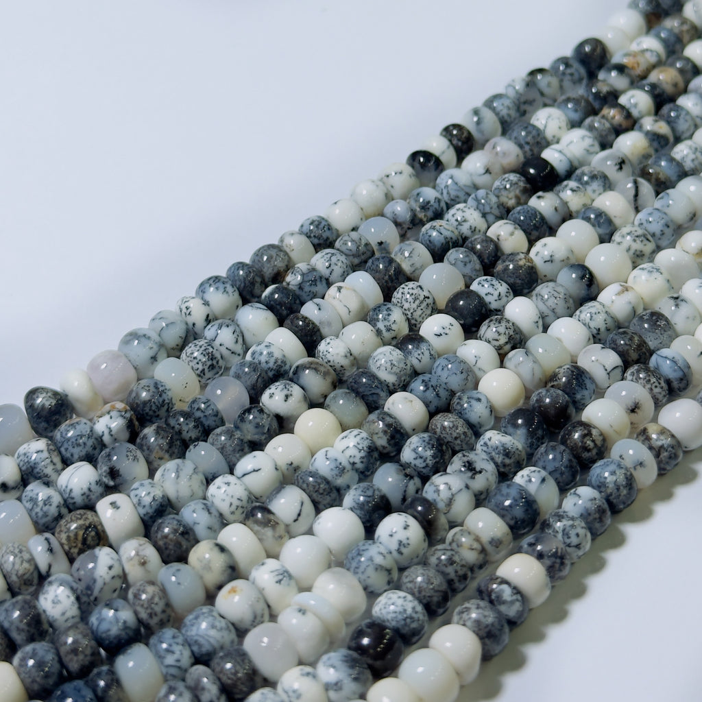 Natural Dendritic Opal Rondelle Beads