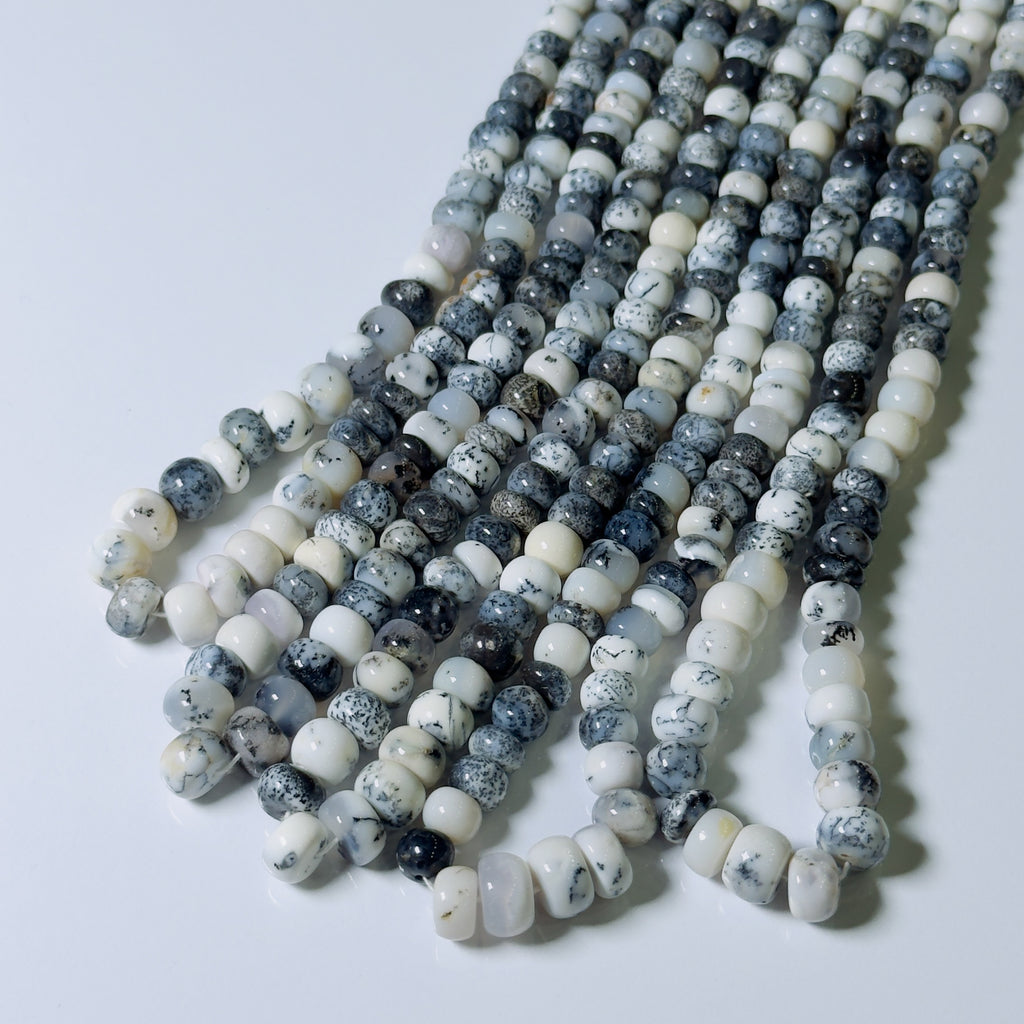 Natural Dendritic Opal Rondelle Beads