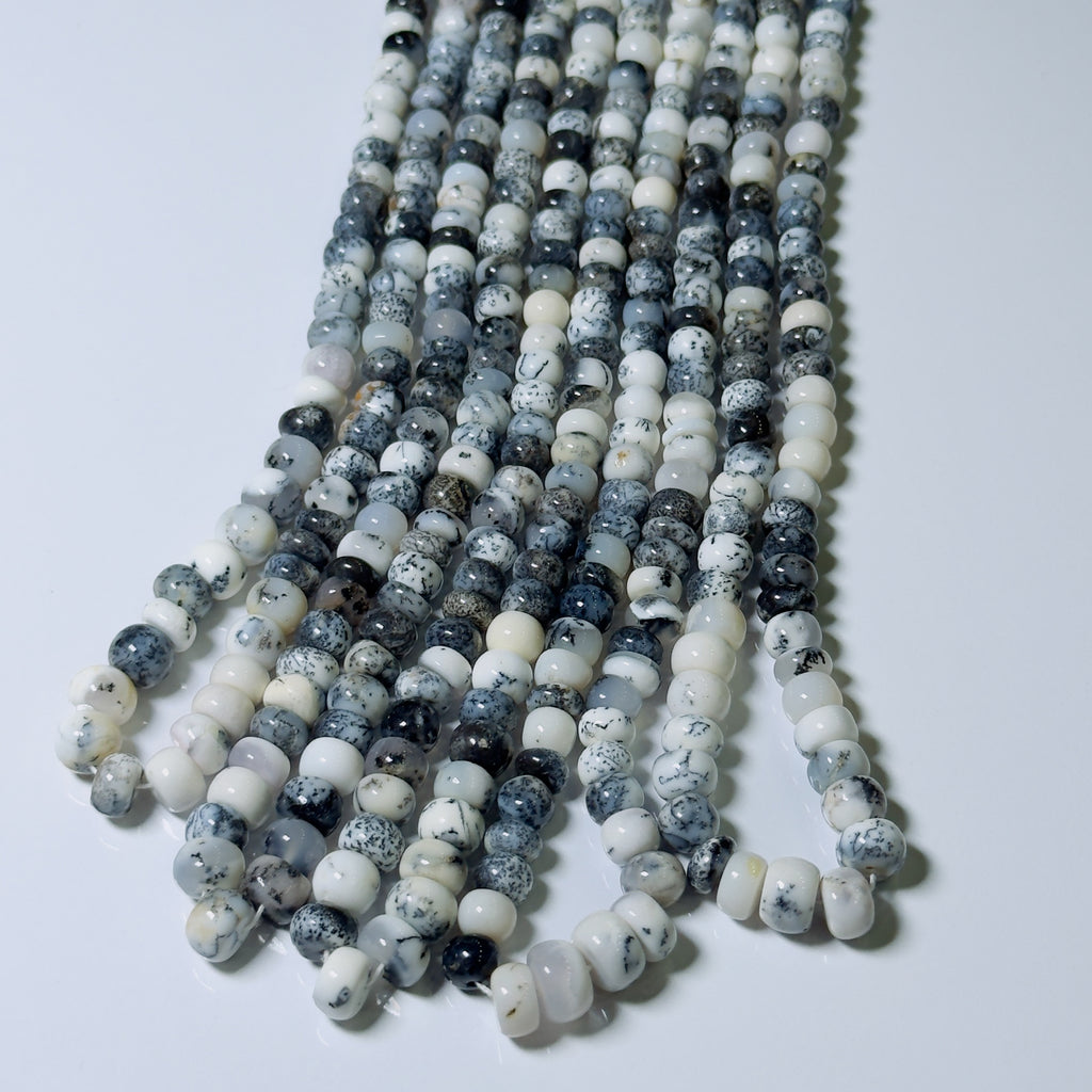 Natural Dendritic Opal Rondelle Beads