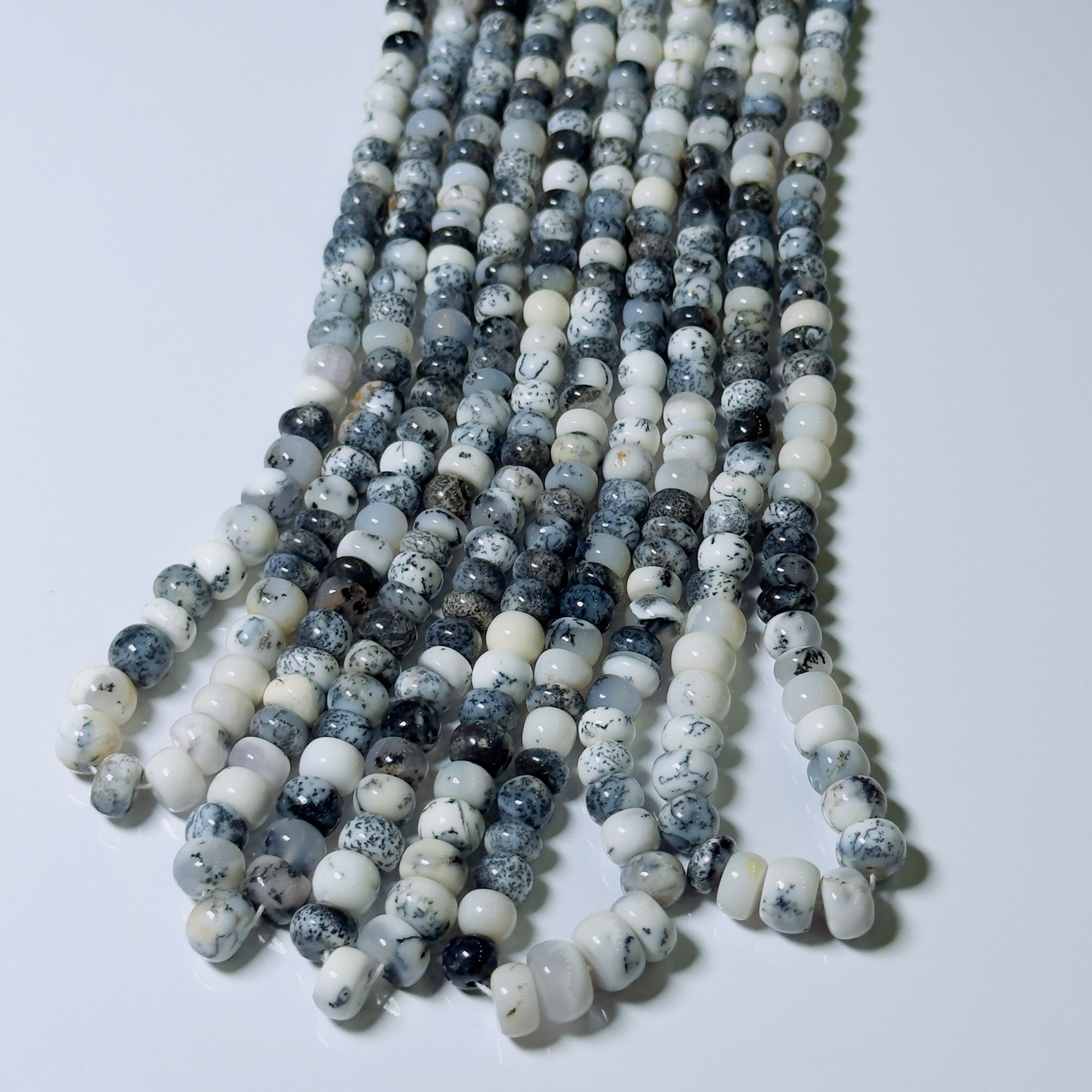 Natural Dendritic Opal Rondelle Beads