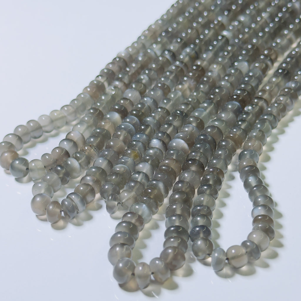 Natural Grey Moonstone Rondelle Beads