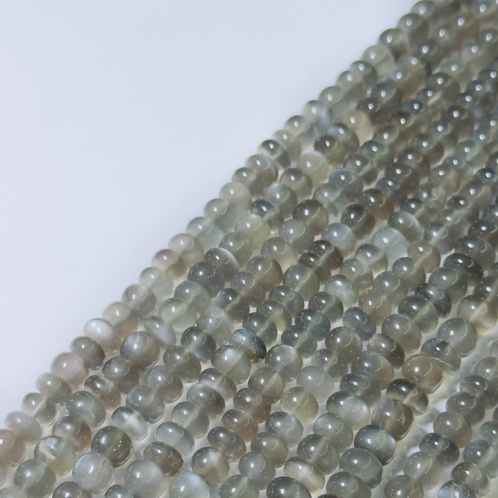 Natural Grey Moonstone Rondelle Beads