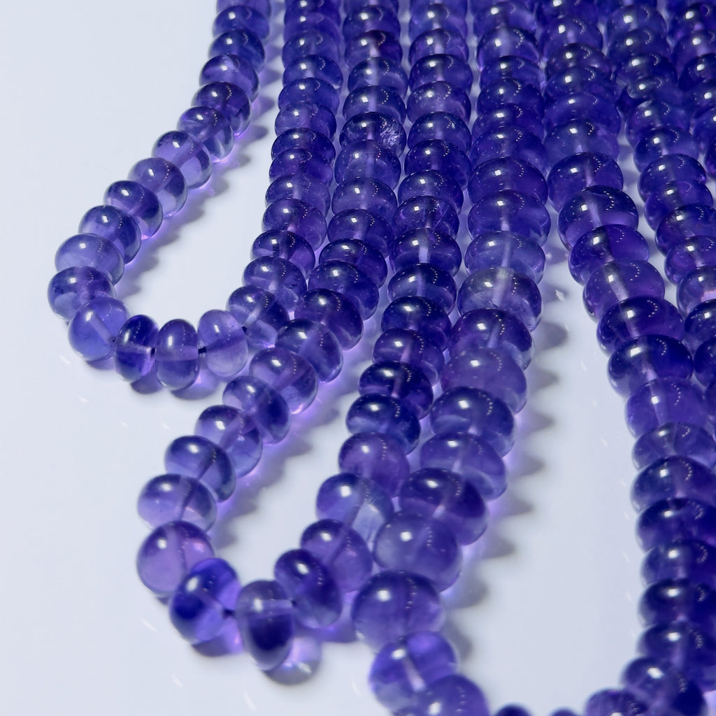 Natural Amethyst Smooth Rondelle Beads