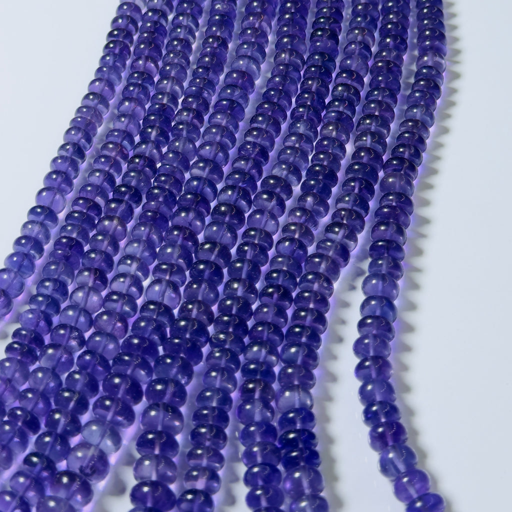Natural Amethyst Smooth Rondelle Beads