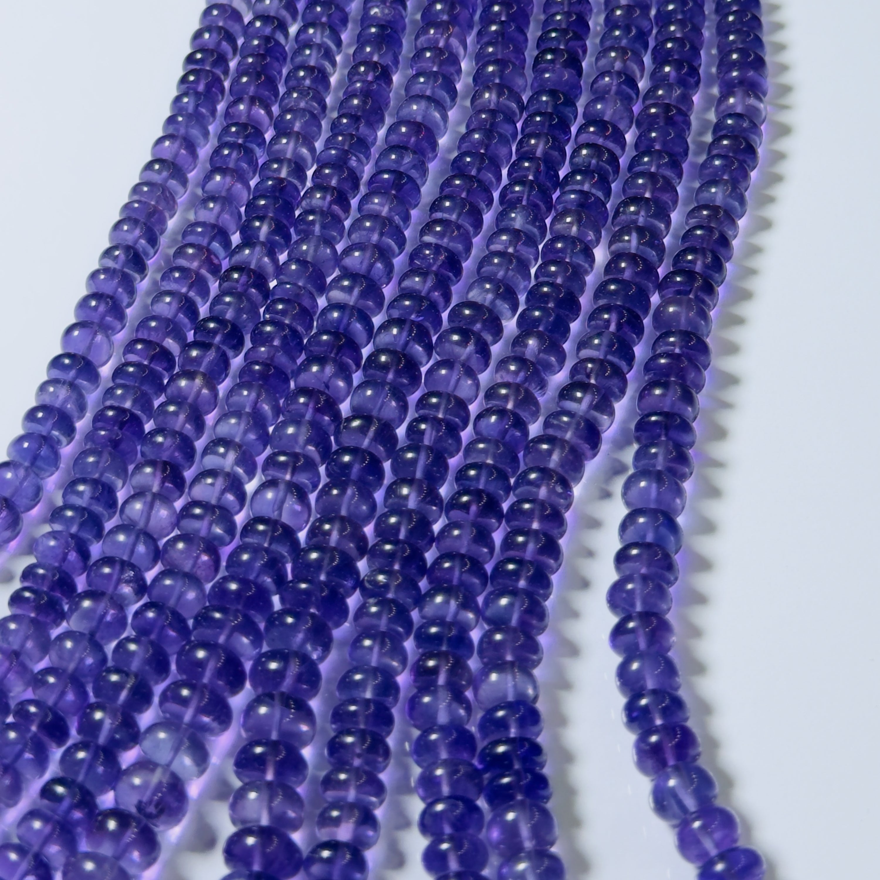 Natural Amethyst Smooth Rondelle Beads