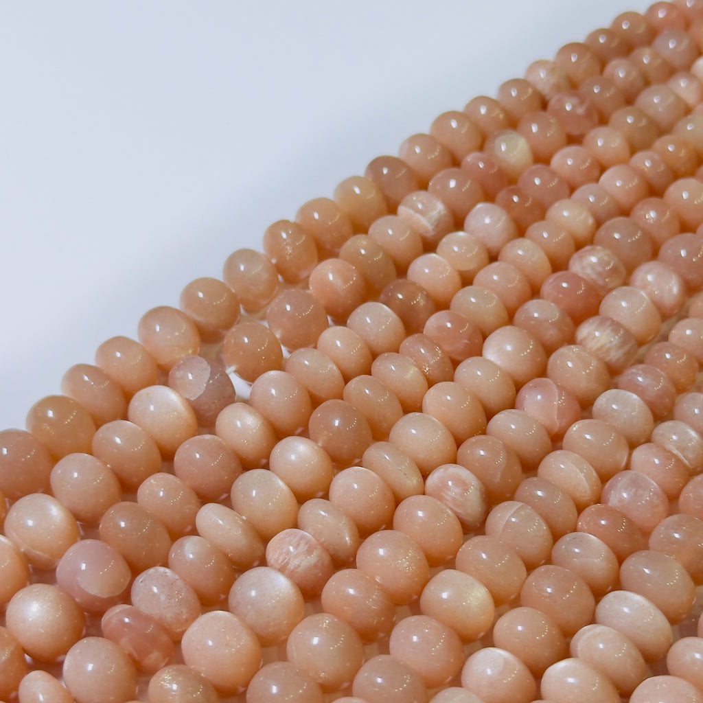 Natural Peach Moonstone Rondelle Beads