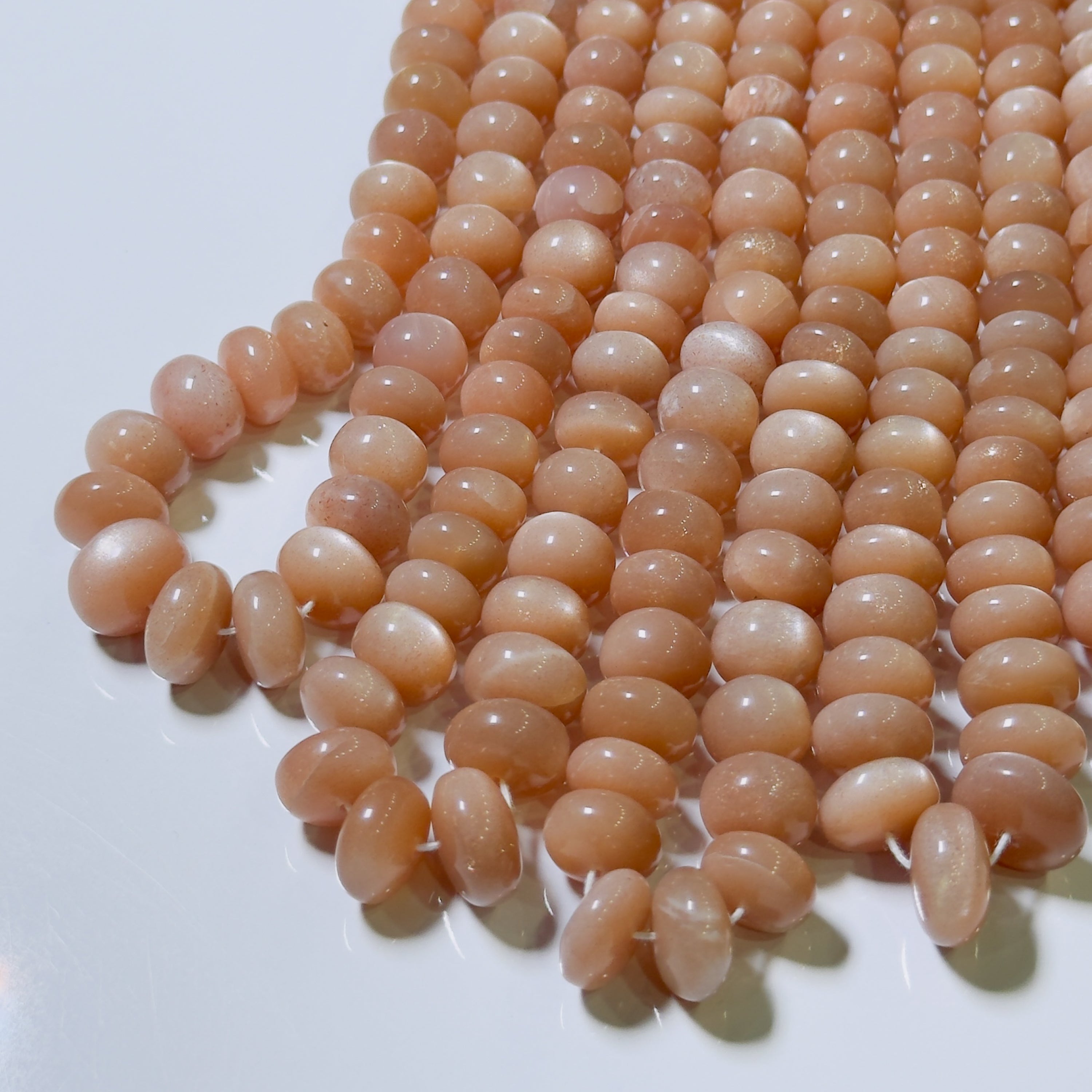 Natural Peach Moonstone Rondelle Beads