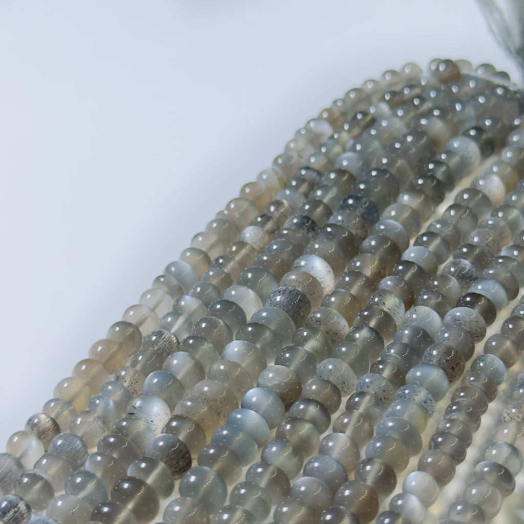 Silver shine Moonstone Rondelle Beads