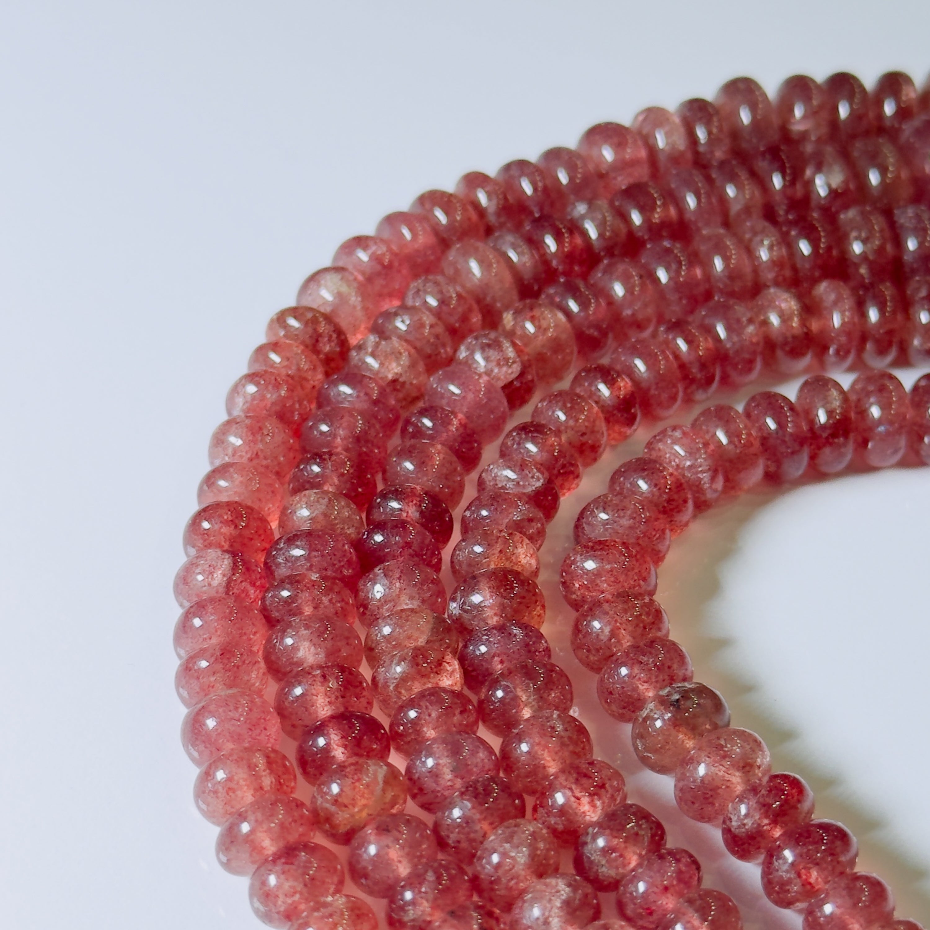Strawberry Quartz Rondelle Beads