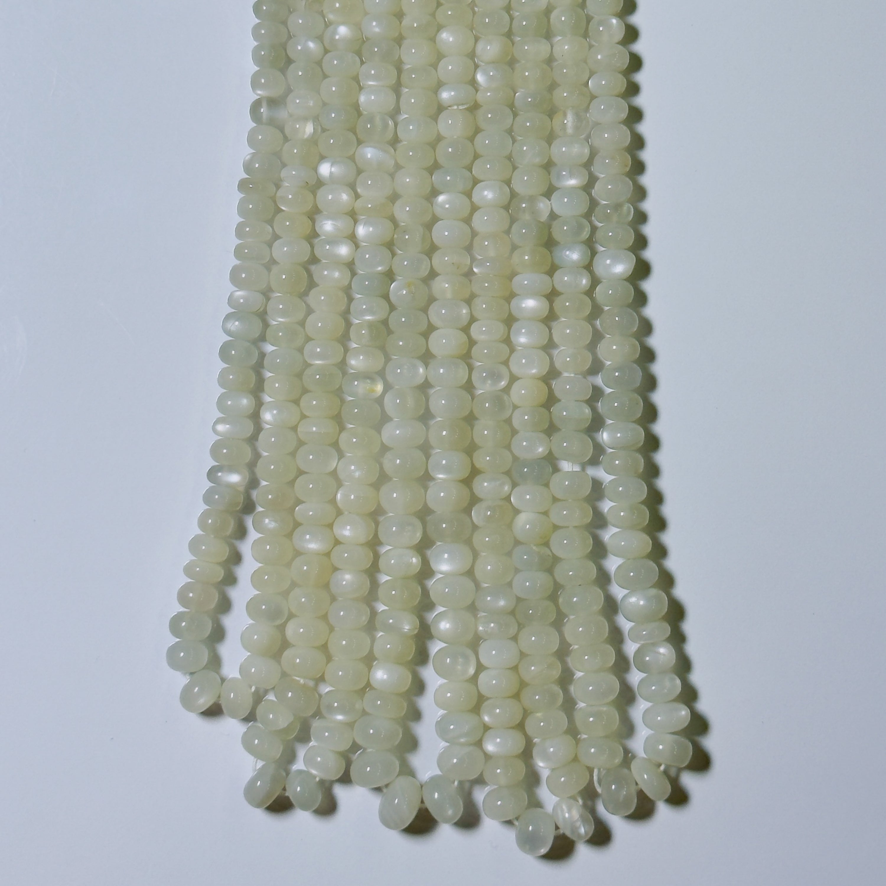 White Moonstone Rondelle Beads