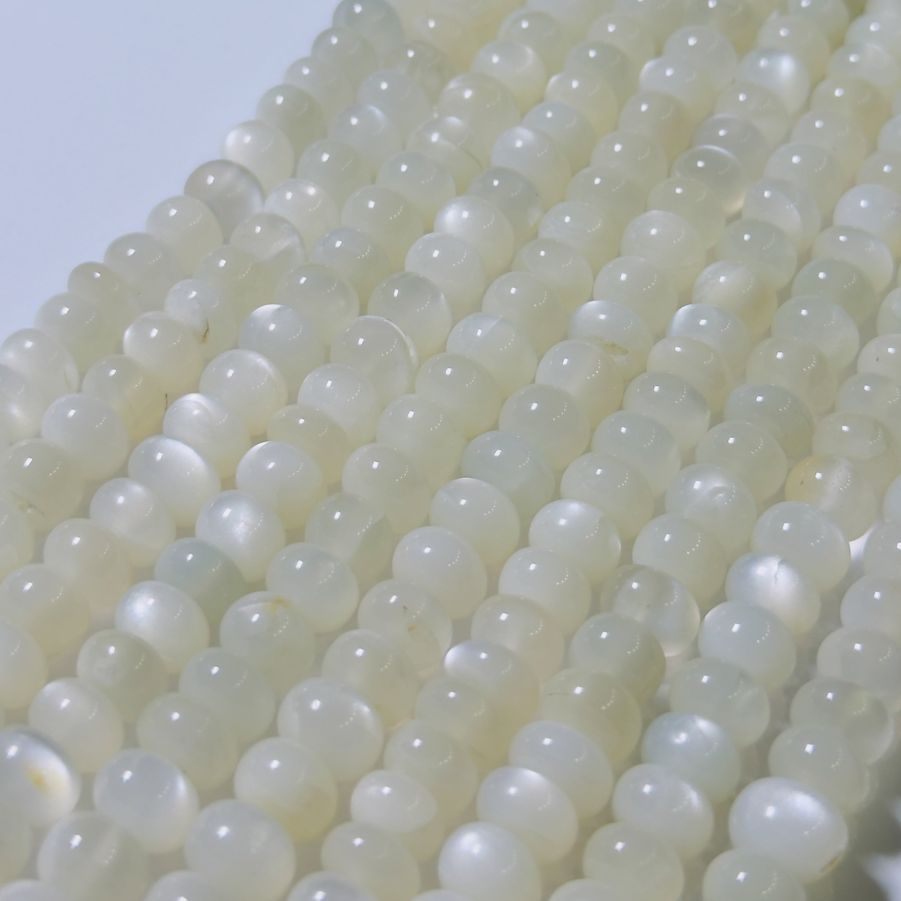 White Moonstone Rondelle Beads
