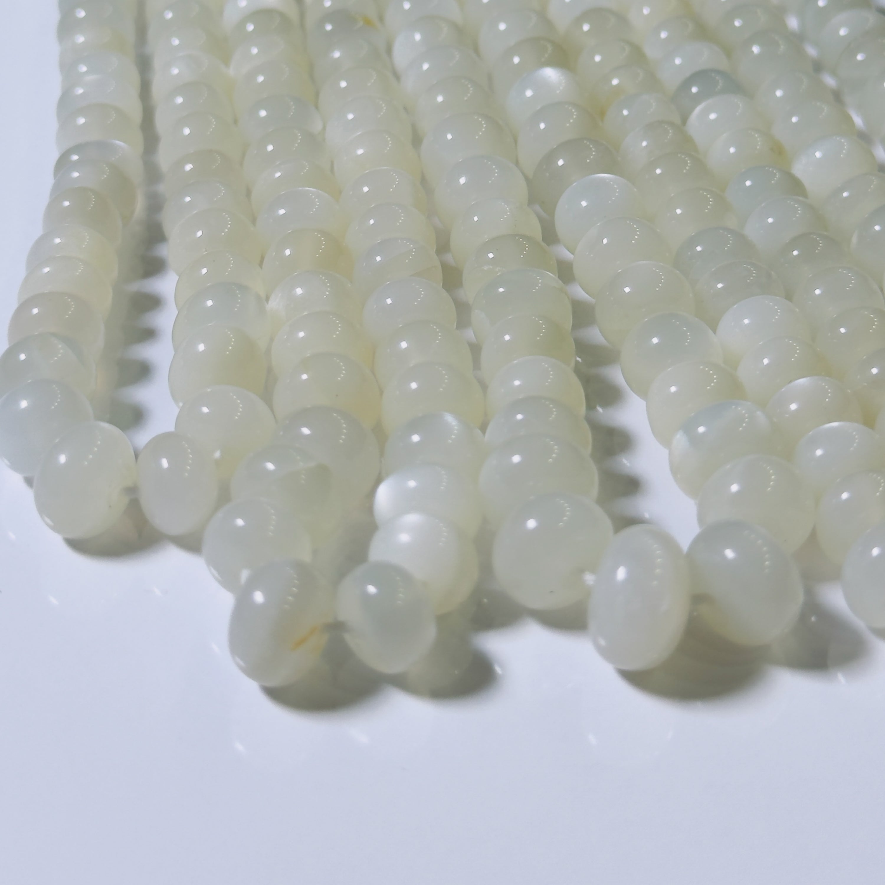 White Moonstone Rondelle Beads