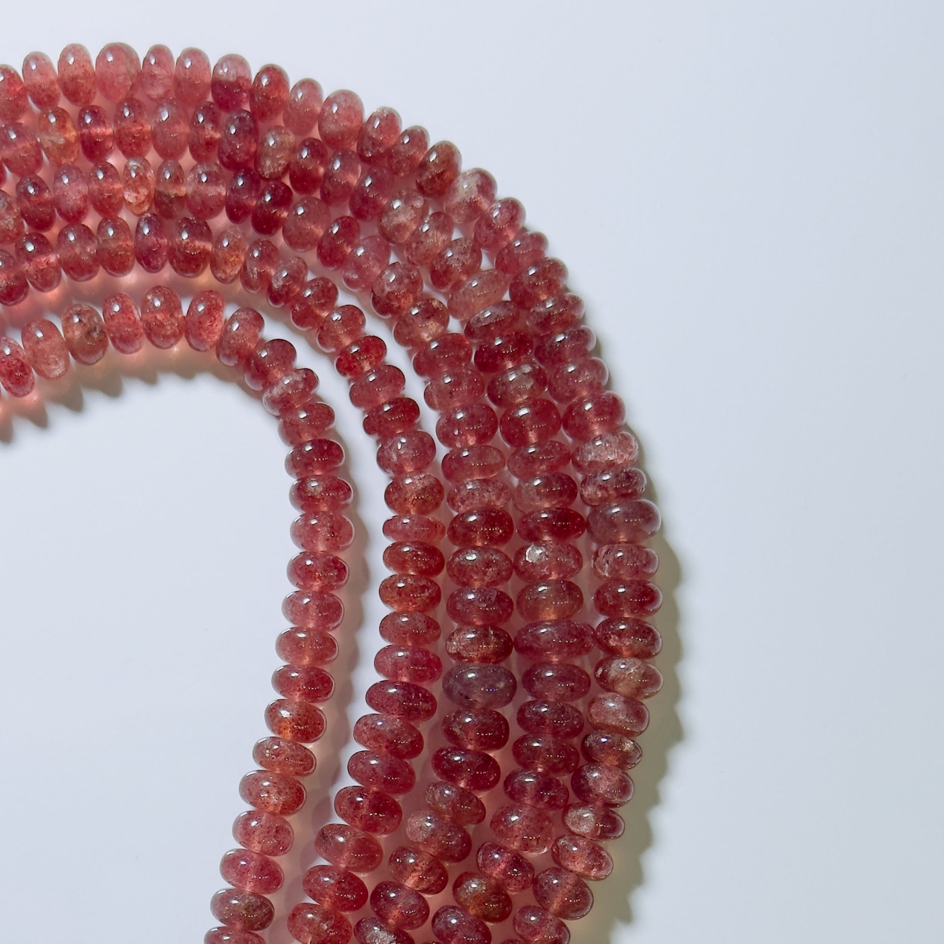 Strawberry Quartz Rondelle Beads Pink Gemstone Beads for Jewelry Making